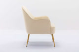 Volta Soft Velvet Cream White Accent Chair - Ornate Home