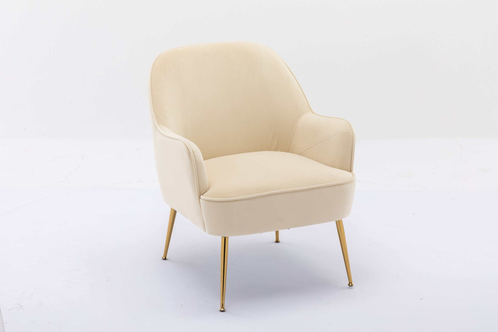 Volta Soft Velvet Cream White Accent Chair - Ornate Home