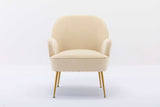 Volta Soft Velvet Cream White Accent Chair - Ornate Home