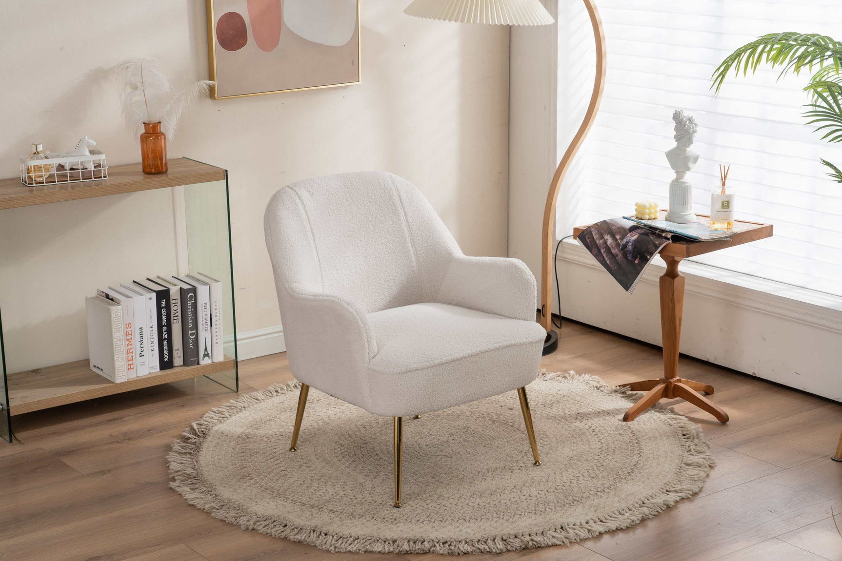 Volta Soft White Teddy  Accent Chair - Ornate Home