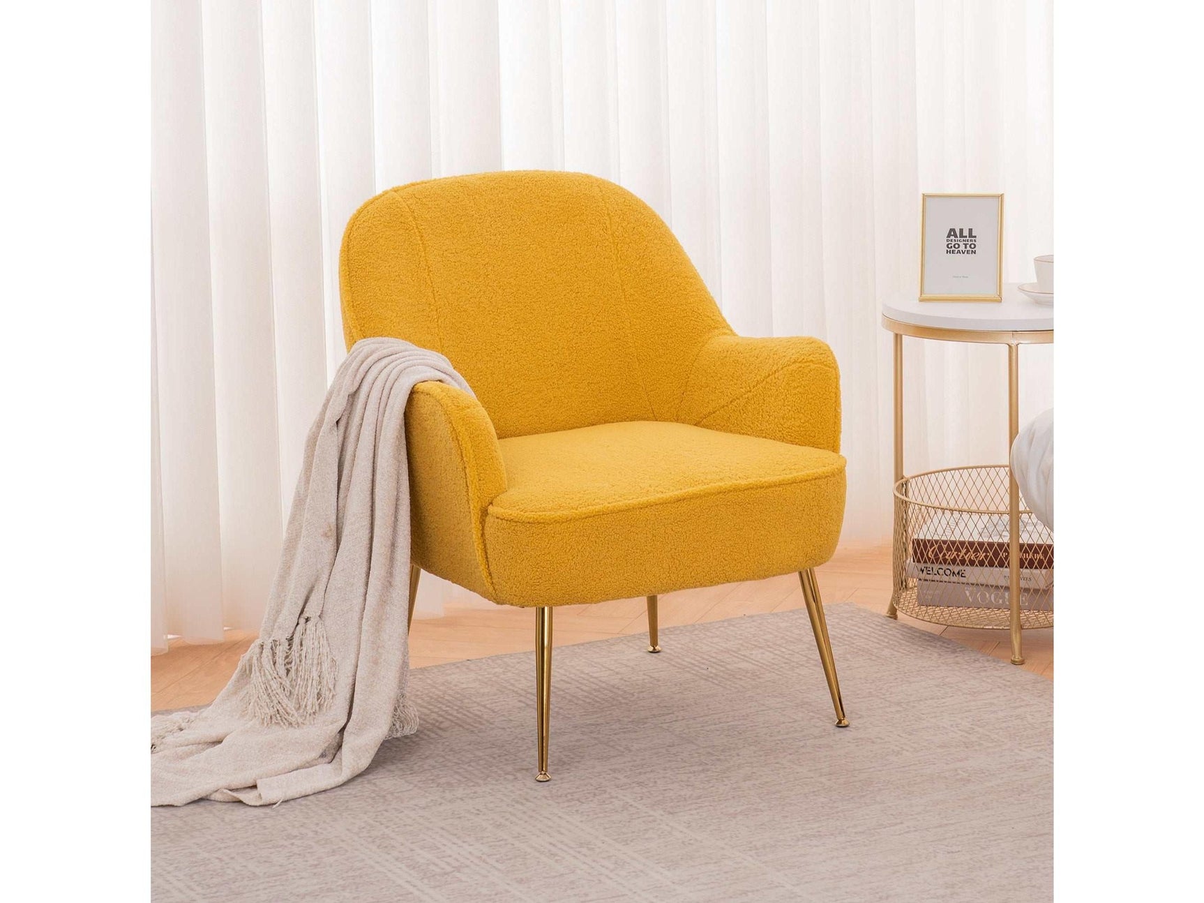 Volta Soft Yellow Teddy  Accent Chair - Ornate Home