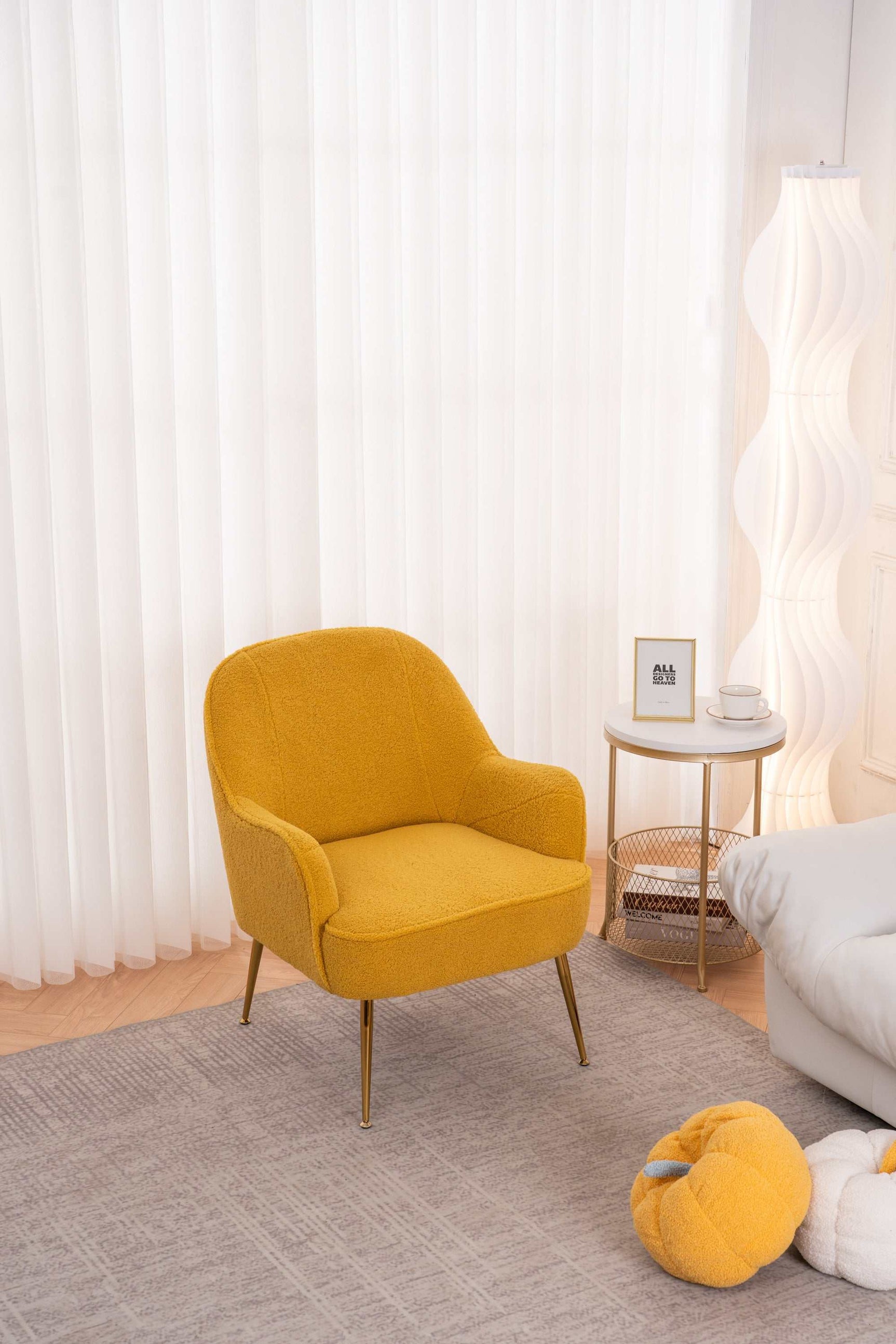 Volta Soft Yellow Teddy  Accent Chair - Ornate Home