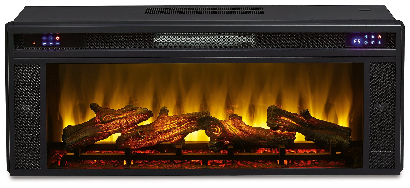 W100-12 / Electric Fireplace Insert Black 43" (Realistic Looking Logs) - Ornate Home