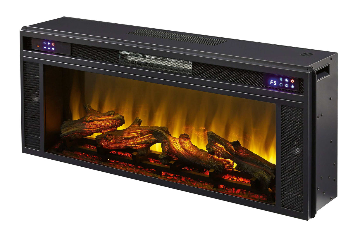 W100-12 / Electric Fireplace Insert Black 43" (Realistic Looking Logs) - Ornate Home