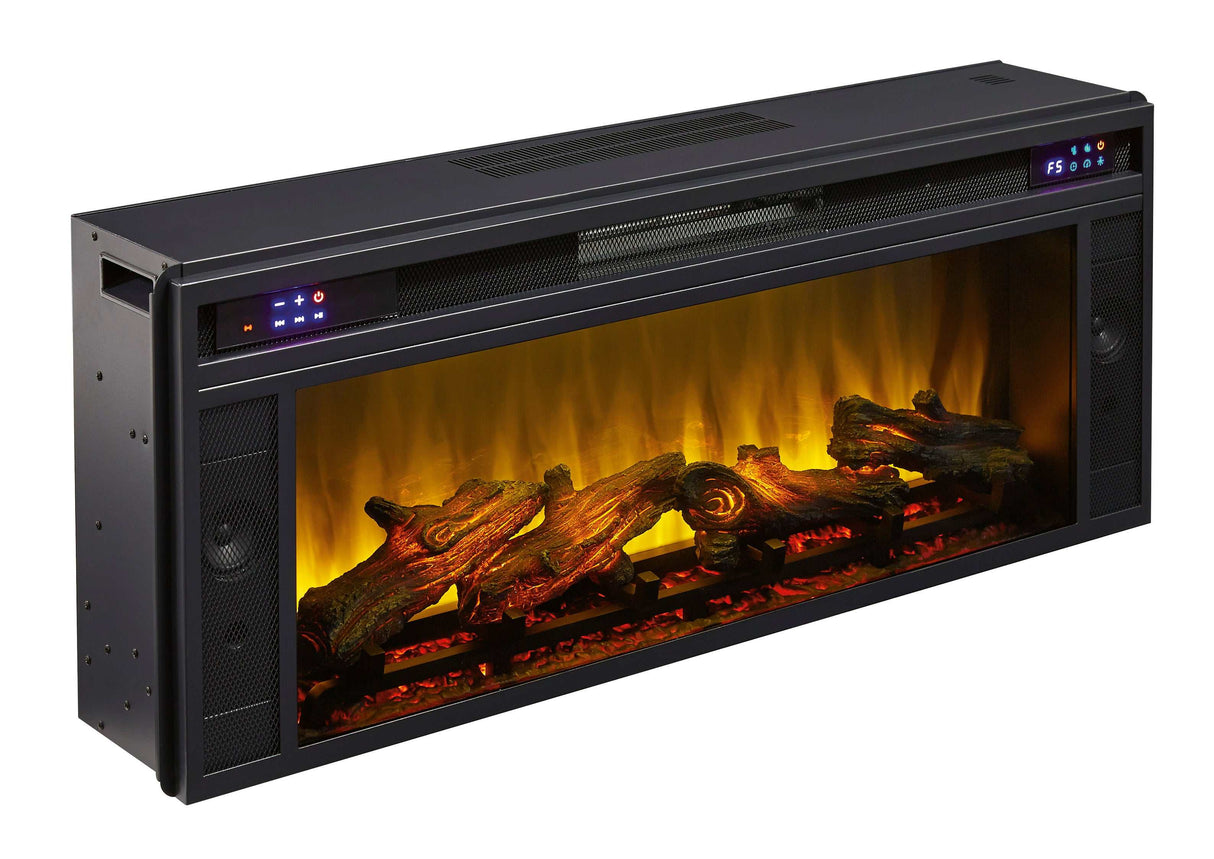 W100-12 / Electric Fireplace Insert Black 43" (Realistic Looking Logs) - Ornate Home