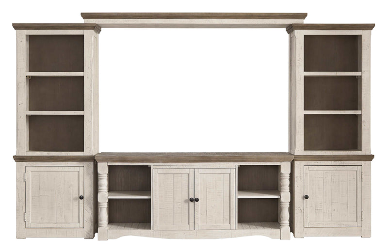 Havalance Weathered Gray & Vintage White Entertainment Center / 4pc - Ornate Home