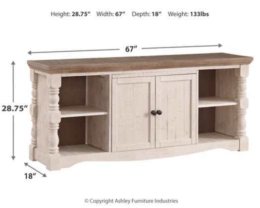 Havalance Weathered Gray & Vintage White 67" TV Stand - Ornate Home