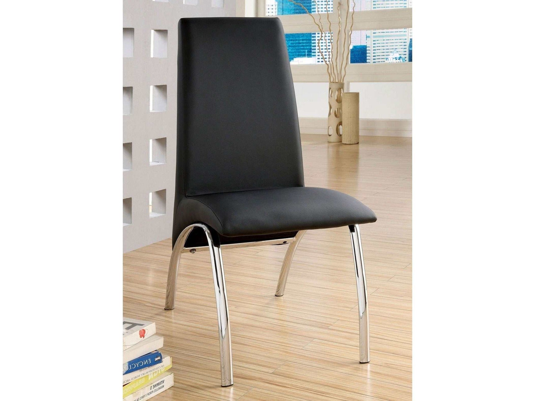 Wailoa Black & Chrome Dining Chair (Set of 2) - Ornate Home