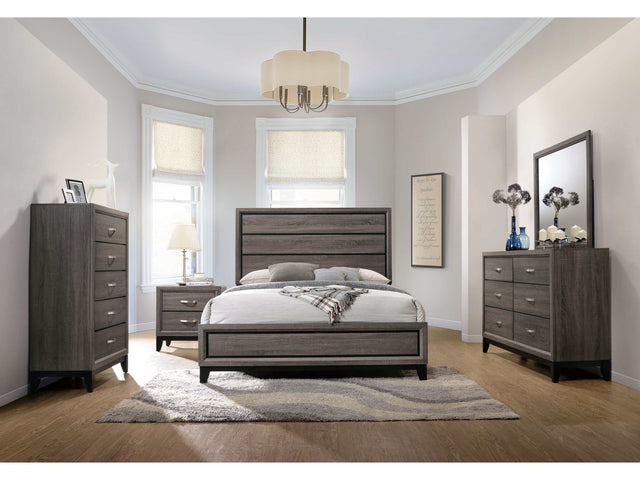 Watson Grey Oak / Black California King Bed 4 Pc Set - Ornate Home