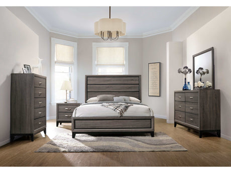 Watson Grey Oak / Black California King Bed 5 Pc Set - Ornate Home