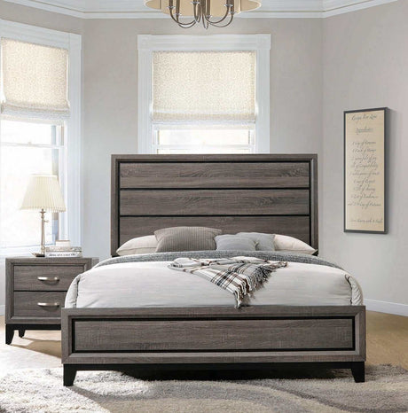 Watson Grey Oak & Black Eastern King Bed - Ornate Home