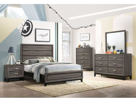 Watson Grey Oak / Black Full Bed 5 Pc Set - Ornate Home