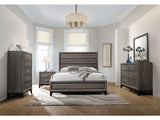 Watson Grey Oak / Black Queen Bed 4 Pc Set - Ornate Home