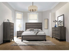Watson Grey Oak / Black Queen Bed 4 Pc Set - Ornate Home