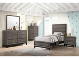 Watson Grey Oak / Black Twin Bed 5 Pc Set - Ornate Home