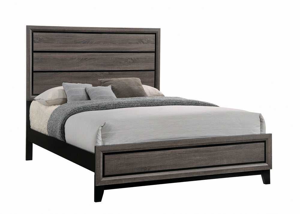 Watson Grey Oak / Black Twin Bed 5 Pc Set - Ornate Home