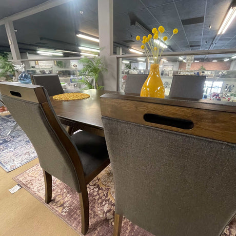 Wes Grey & Dark Walnut  7pc Rectangular Dining Room Set - Ornate Home