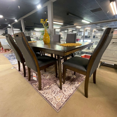 Wes Grey & Dark Walnut  7pc Rectangular Dining Room Set - Ornate Home