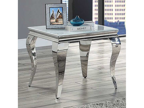 Wetzikon White/Silver End Table - Ornate Home