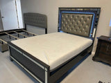 Refino Gray Queen Panel Bed w/ LED HB - Ornate Home