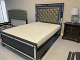 Refino Gray Queen Panel Bed w/ LED HB - Ornate Home