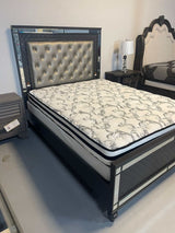 Refino Gray Queen Panel Bed w/ LED HB - Ornate Home