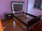 Refino Gray Queen Panel Bed w/ LED HB - Ornate Home