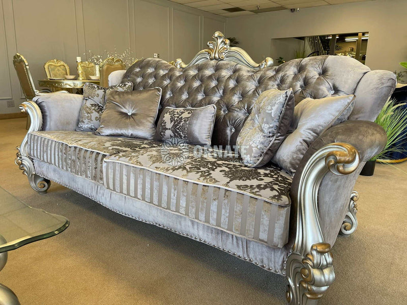 Versailles - Velvet & Antique Platinum - Sofa w/5 Pillows - Ornate Home