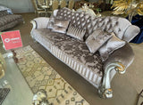 Versailles Velvet & Antique Platinum Sofa w/5 Pillows - Ornate Home