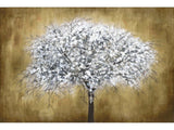 White Tree Tempered Glass w / Foil Wall Art - Ornate Home