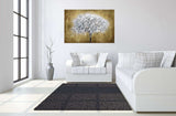 White Tree Tempered Glass w / Foil Wall Art - Ornate Home