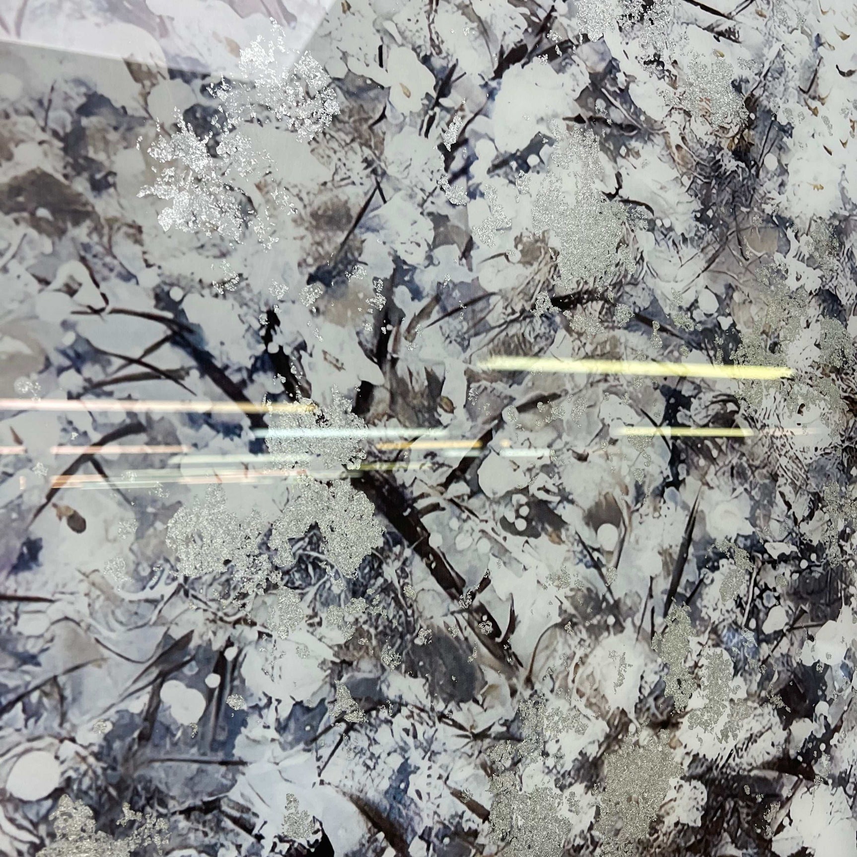 White Tree Tempered Glass w / Foil Wall Art - Ornate Home