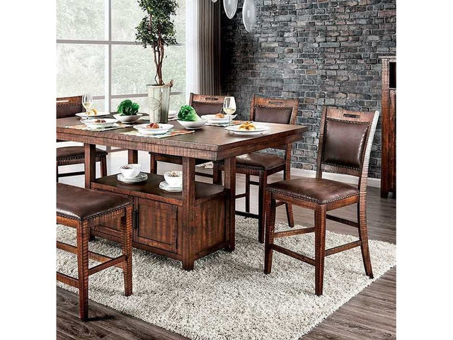 Wichita Distressed Dark Oak Counter Height Table - Ornate Home