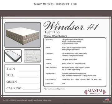 Windmill #1 Taupe Tight Top 12" Mattress / Extra Firm - Ornate Home