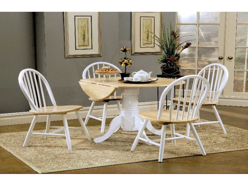 Windsor Natural Brown & White 5pc Drop Leaf Dining Set - Ornate Home