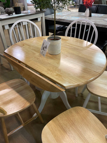 Windsor Natural Brown & White 5pc Drop Leaf Dining Set - Ornate Home
