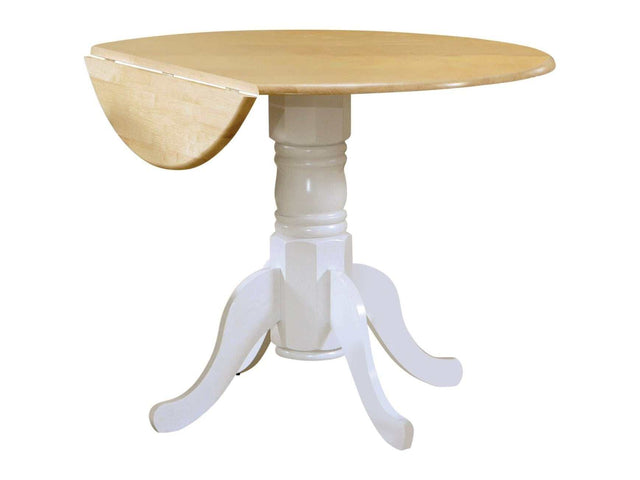 Windsor Natural Brown & White Drop Leaf Round Dining Table - Ornate Home