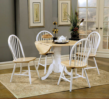Windsor Natural Brown & White Drop Leaf Round Dining Table - Ornate Home