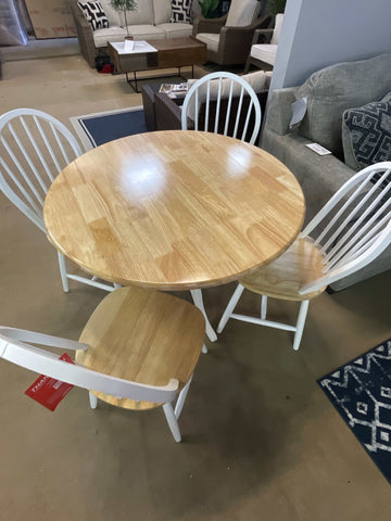 Windsor Natural Brown & White Drop Leaf Round Dining Table - Ornate Home