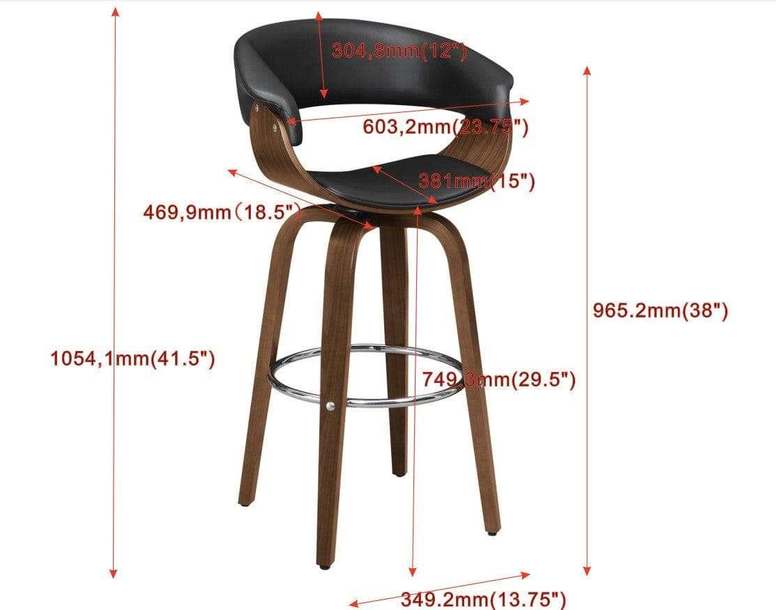 Windwril Walnut & Black Bar Stool - Ornate Home