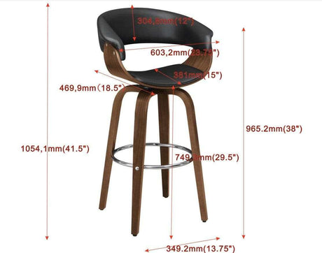 Windwril Walnut & Black Bar Stool - Ornate Home