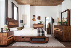 Winslow Smokey Walnut & Coffee Bean Queen Panel Bed w/ Storage - Ornate Home