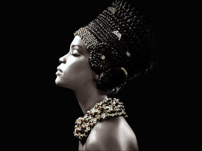 Woman Side Profile Tempered Glass w / Foil & Rhinestones Wall Art - Ornate Home