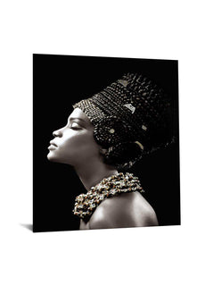 Woman Side Profile Tempered Glass w / Foil & Rhinestones Wall Art - Ornate Home