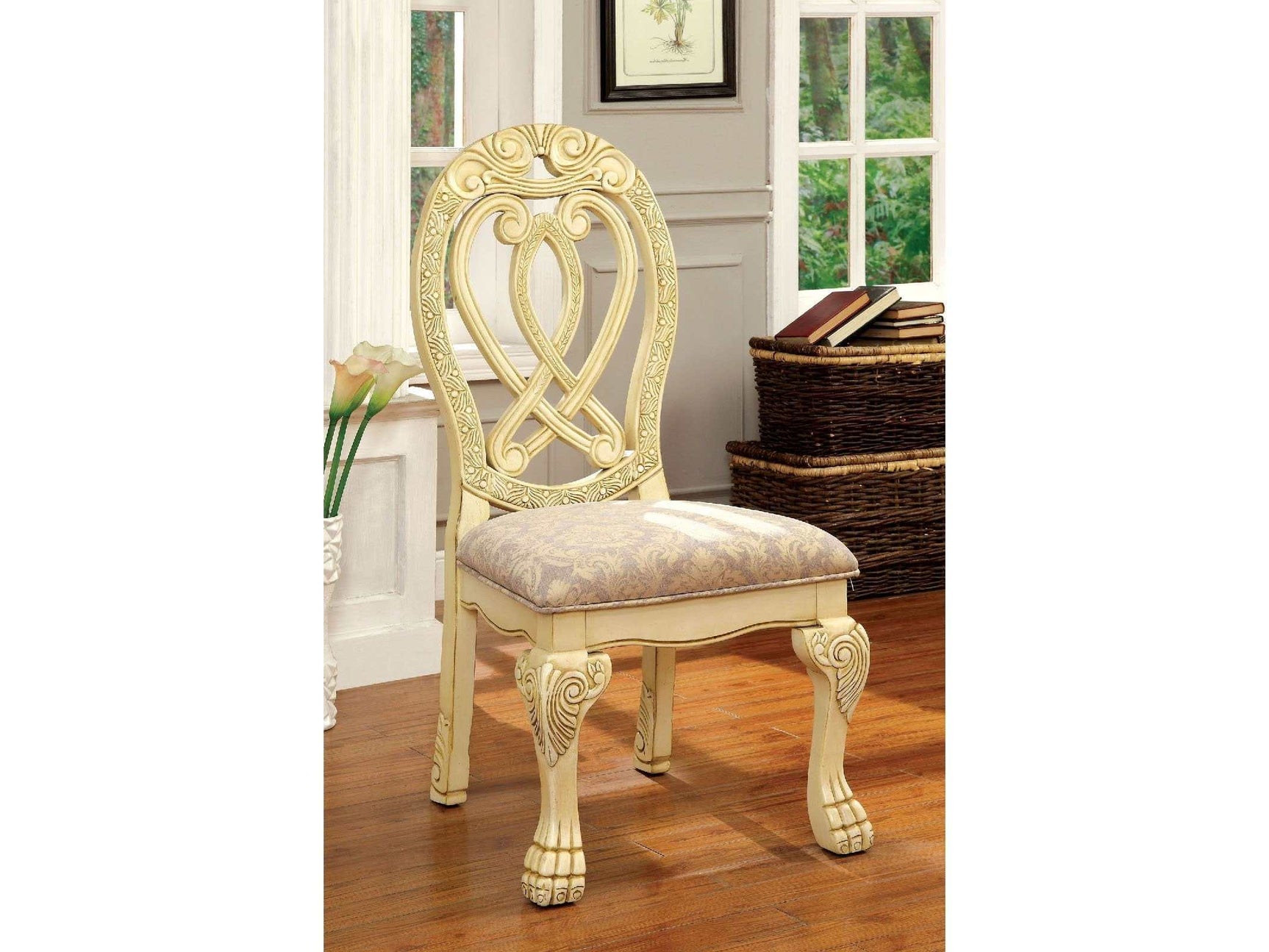 Wyndmere Vintage White & Beige Side Chair (Set of 2) - Ornate Home