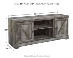 Wynnlow Gray 63" TV Stand w/Fireplace Option - Ornate Home