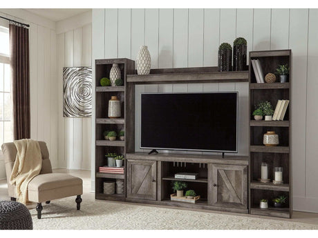Wynnlow Gray Entertainment Center 4pcs - Ornate Home