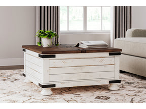 Wystfield White/Brown Cocktail Table with Storage - Ornate Home