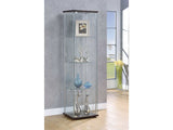 Xandra Cappuccino & Clear Glass Curio Cabinet w/ 4 Shelves - Ornate Home