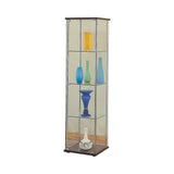 Xandra Cappuccino & Clear Glass Curio Cabinet w/ 4 Shelves - Ornate Home